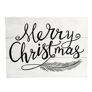 Merry Christmas White Wood Plank Home Wall Decor
